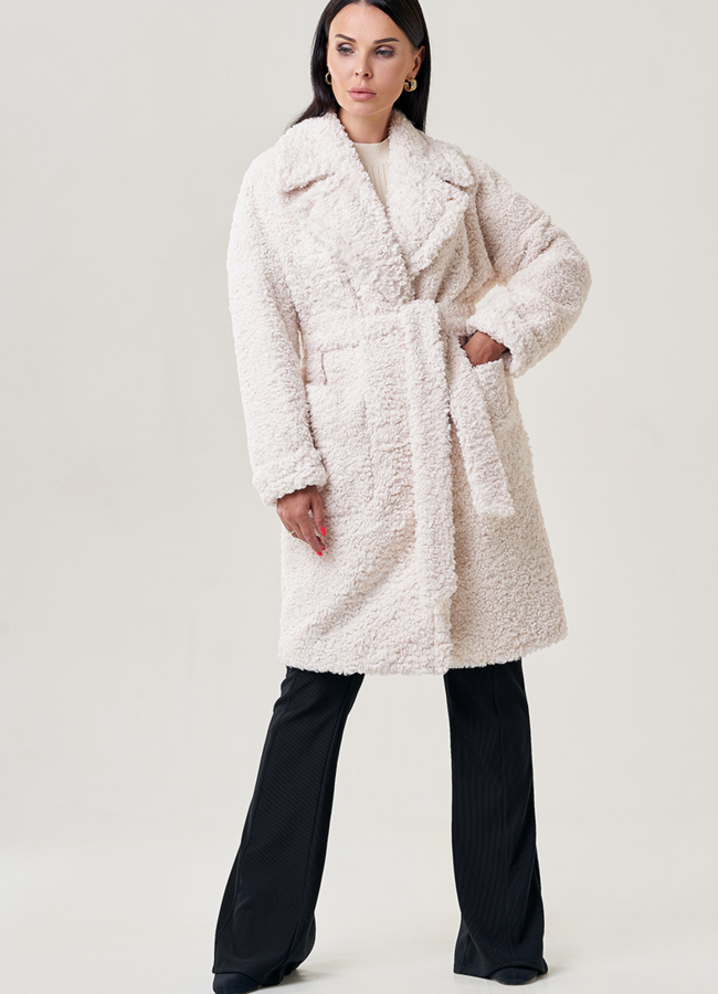 фото Пальто из эко меха с английским воротником  модель № 22955