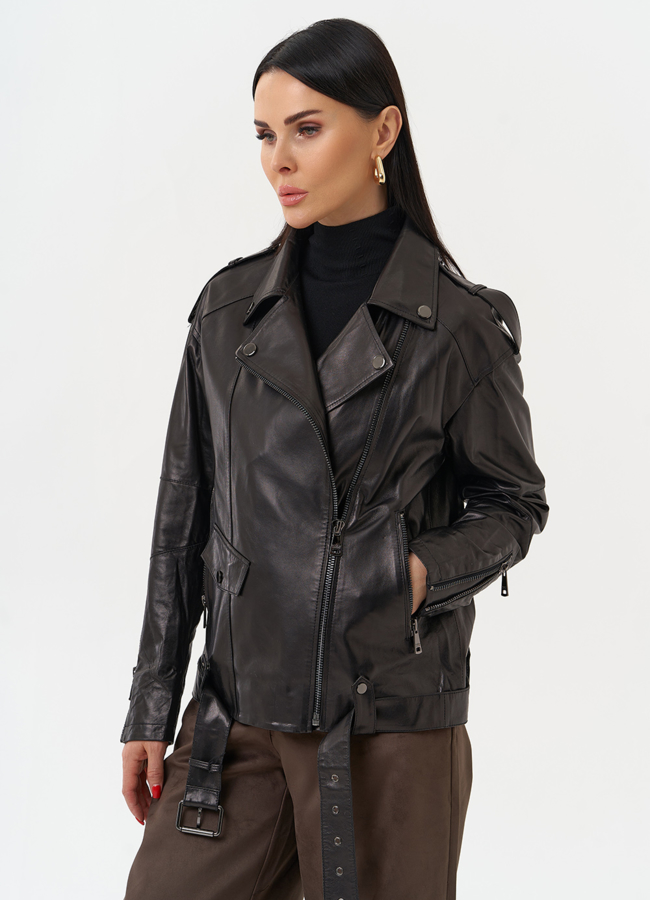 Женская куртка-косуха из натуральной кожи модель № 22341 в рассрочку Женская куртка-косуха из натуральной кожи модель № 22341 в рассрочку