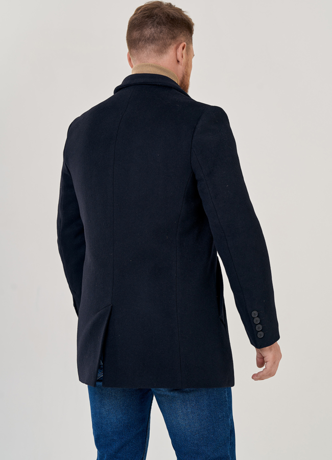 фото Утепленное мужское пальто в черном цвете модель № 23214