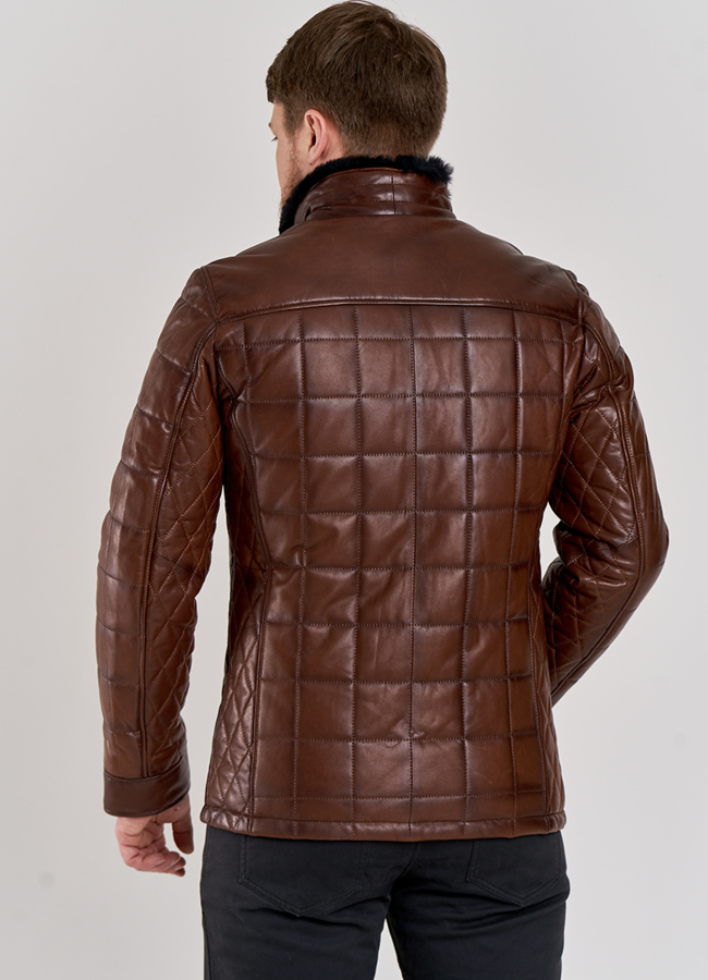 Мужская зимняя куртка коричневого цвета модель № П-510 в кредит