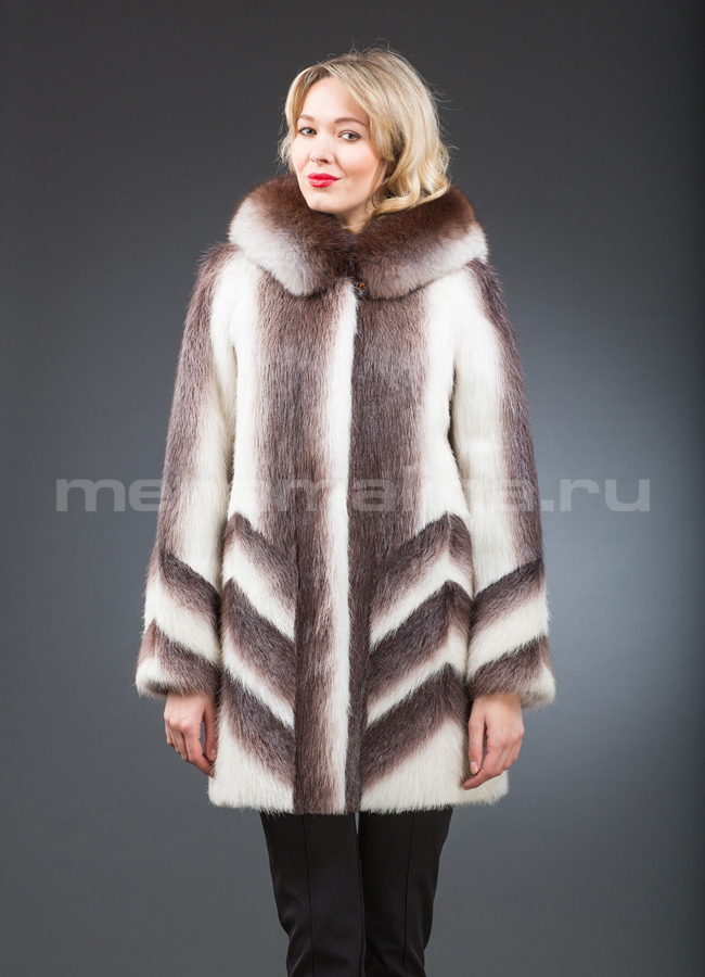 Шуба нутрия модель № S-137 меха малина
