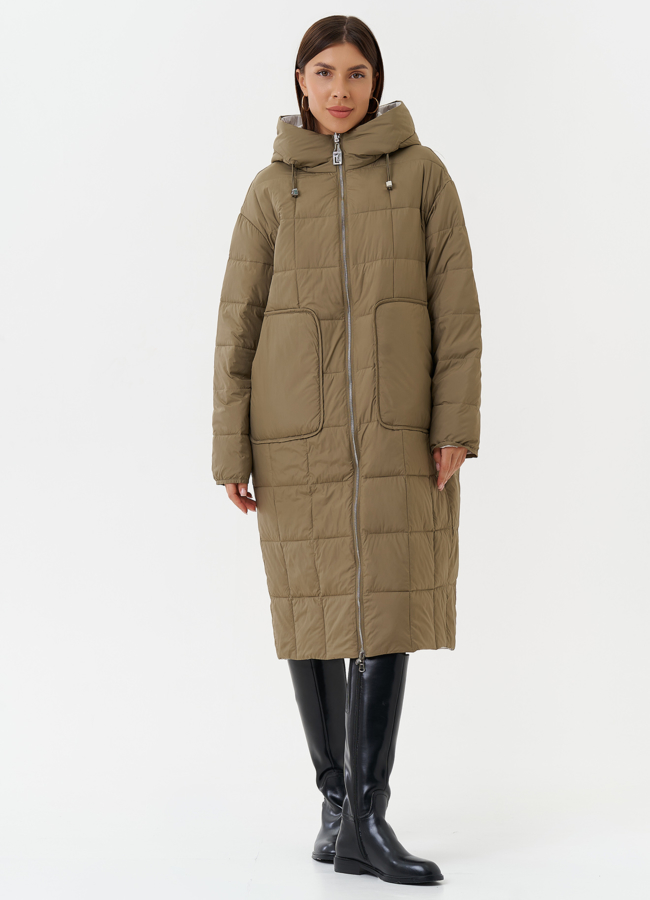 Женское двухстороннее пальто модель № 27877 меха малина