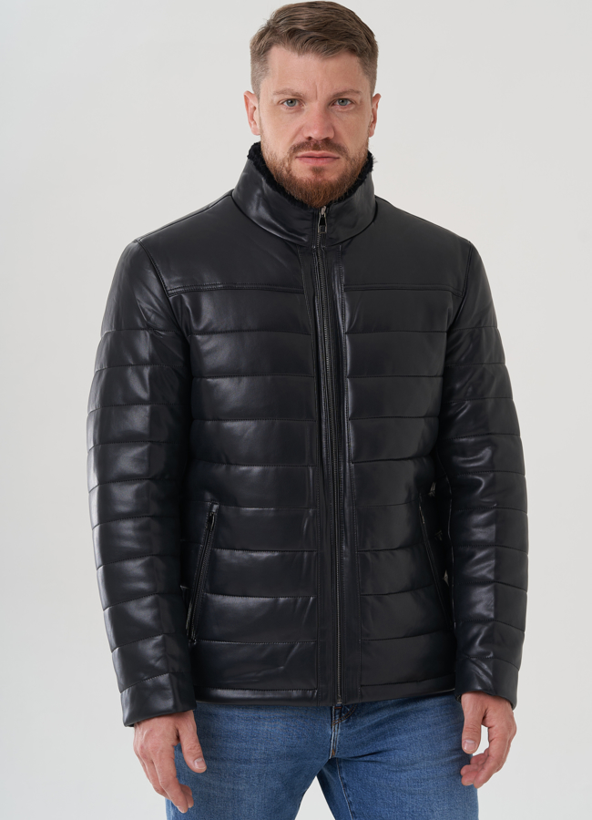фото Пуховик мужской из эко кожи  модель № 81849