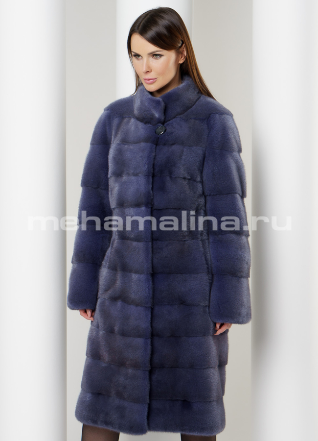 Норковая шуба модель № S-587 меха малина