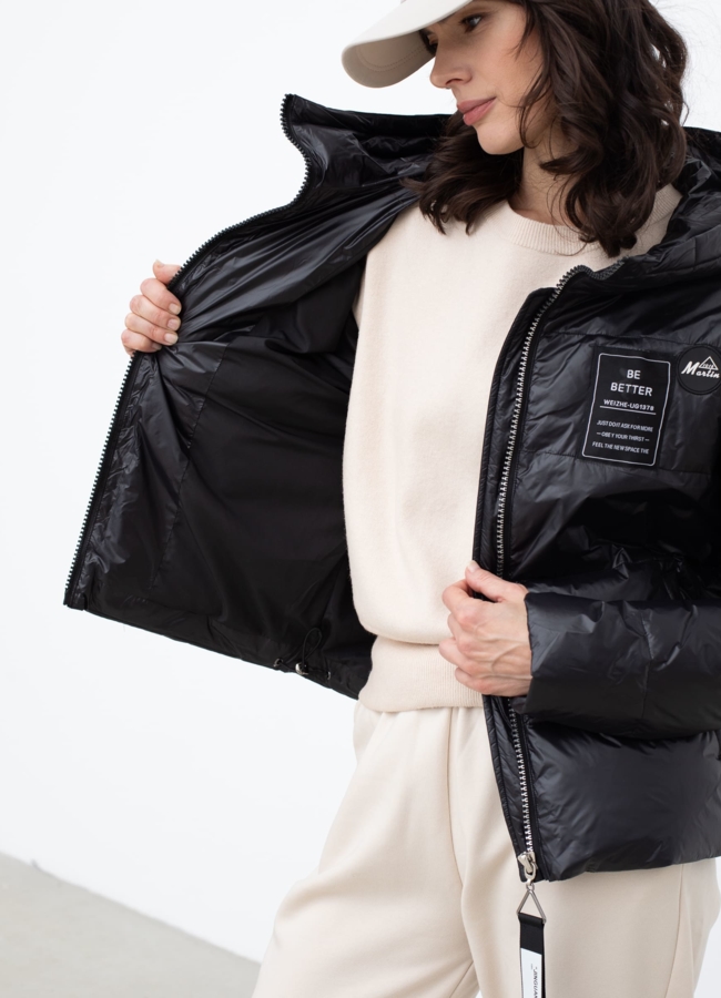 Женская утепленная куртка с капюшоном  модель № 22518 универмаг малина