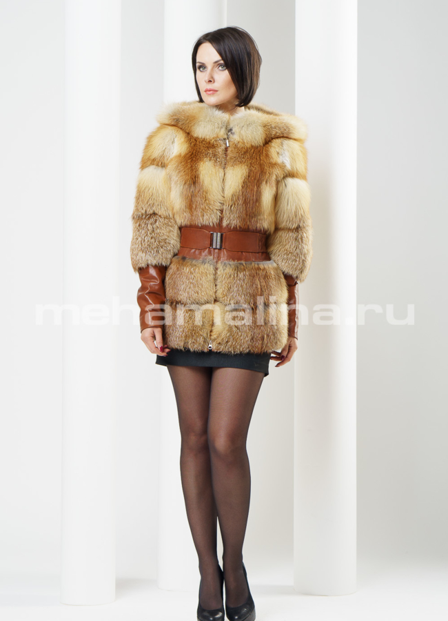 фото Шуба из лисы, капюшон модель № S-255