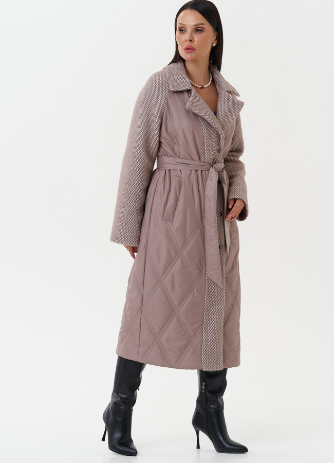 фото Женское утепленное пальто с английским воротником модель № 27153