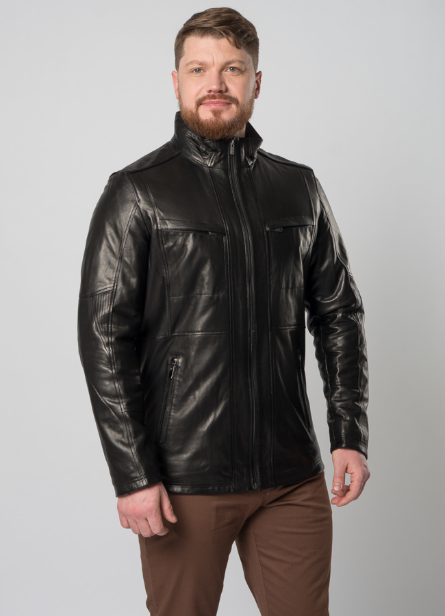 Куртка кожаная черного цвета модель № 870 универмаг малина