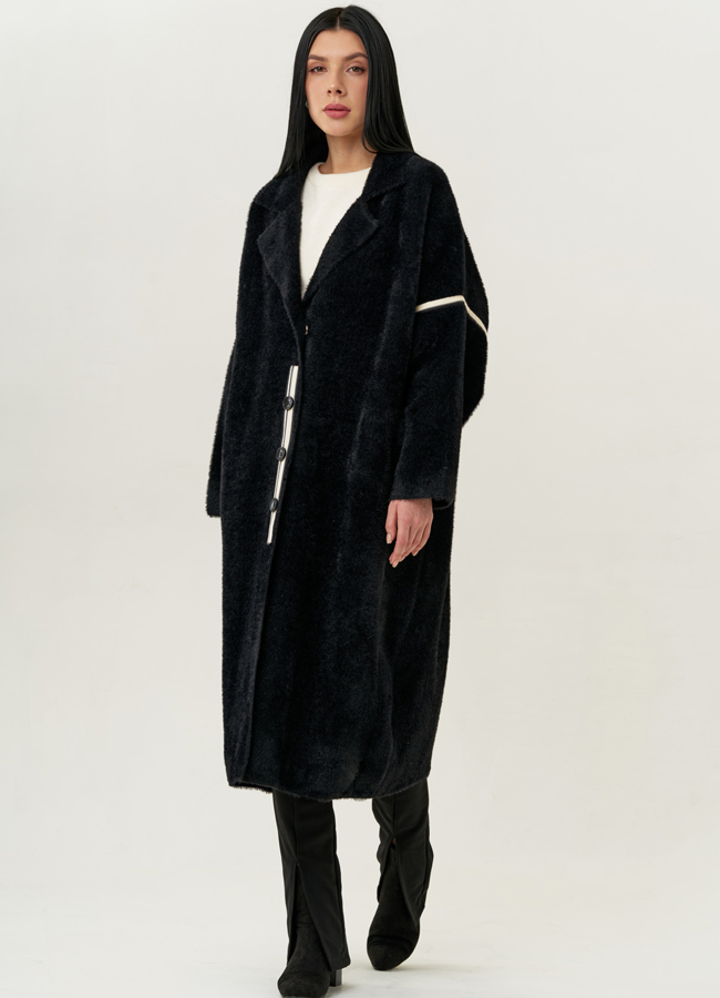 фото Длинный кардиган оверсайз в черном цвете модель № 703