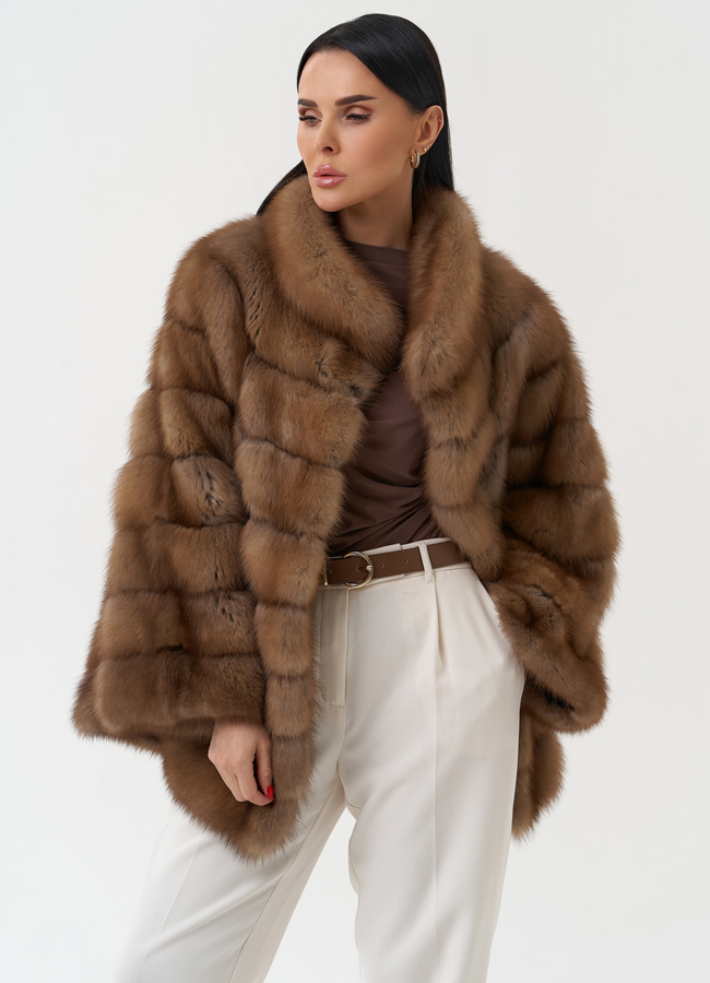 Шуба из куницы с воротником стойка модель № 30477 меха малина Шуба из куницы с воротником стойка модель № 30477 меха малина