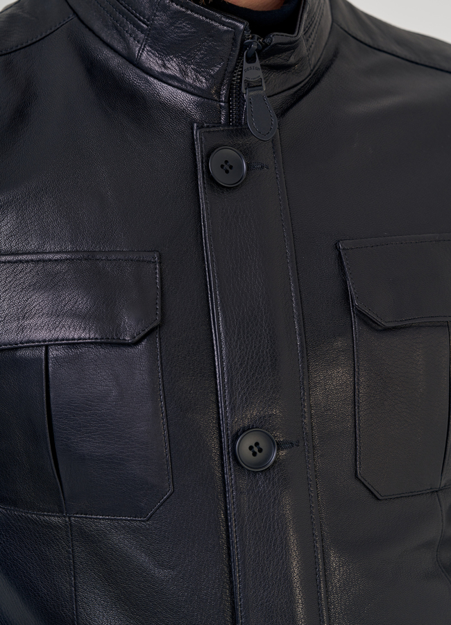 Мужская кожаная куртка  модель № 23147 универмаг малина