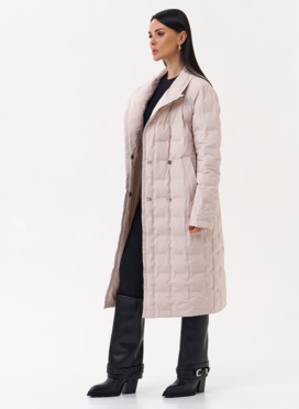 Женское утепленное пальто с английским воротником