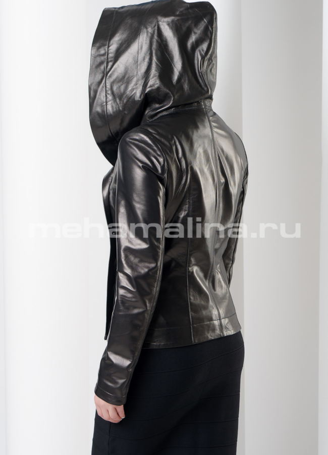 Черная кожаная куртка модель № K-400 универмаг малина