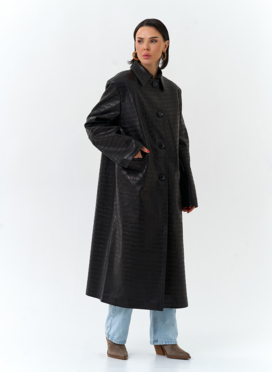 Женский плащ из натуральной кожи 