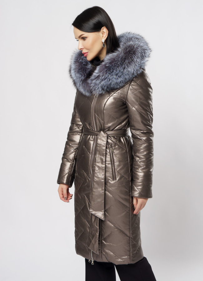 Пуховик женский на молнии с капюшоном модель № 19344 в кредит