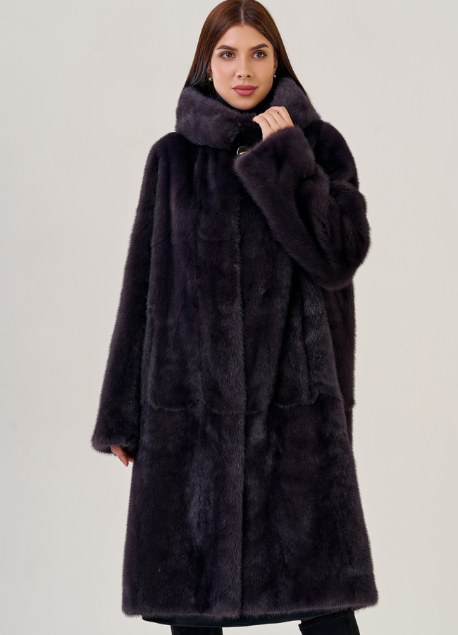 Длинная классическая шуба модель № 78849 меха малина