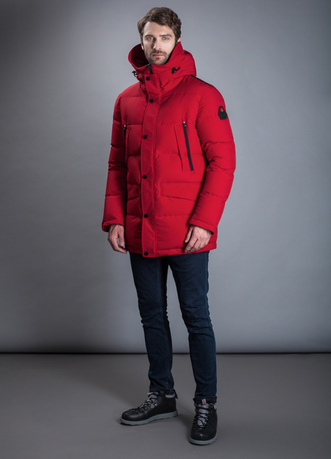 Пуховик на биопухе модель № КМ-63 меха малина