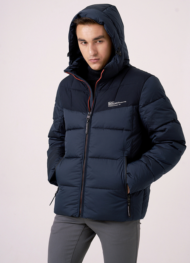 Куртка синего цвета на молнии с капюшоном модель № 925 универмаг малина