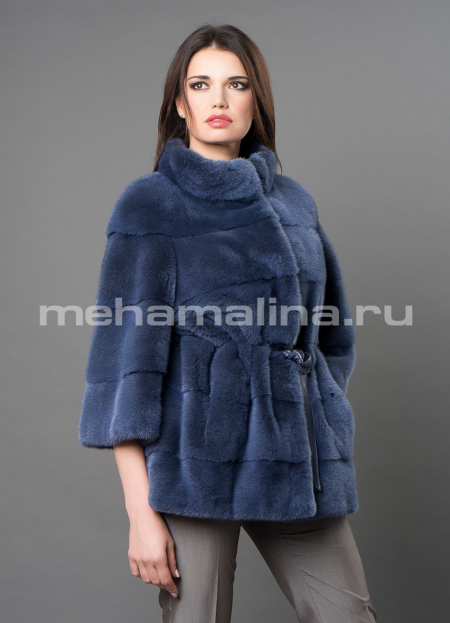 Норковая шуба  модель № S-670 меха малина