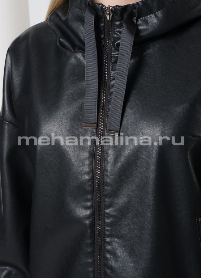 Куртка черного цвета с капюшоном на молнии модель № 582 универмаг малина