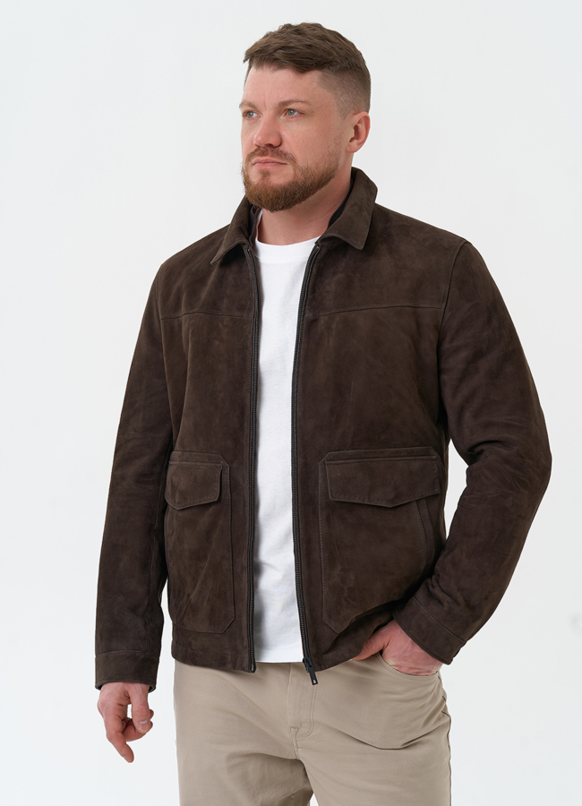 Мужская куртка из натуральной замши коричневого цвета модель № 30066 универмаг малина Мужская куртка из натуральной замши коричневого цвета модель № 30066 универмаг малина