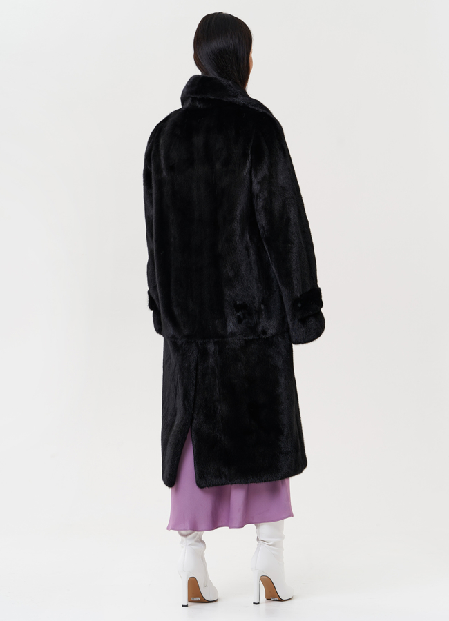 Шуба из норки с английским воротником  модель № 26051 универмаг малина