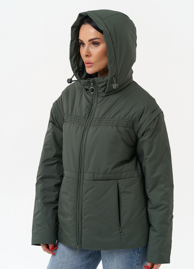 Женская утепленная куртка со съемными рукавами модель № 30010 универмаг малина