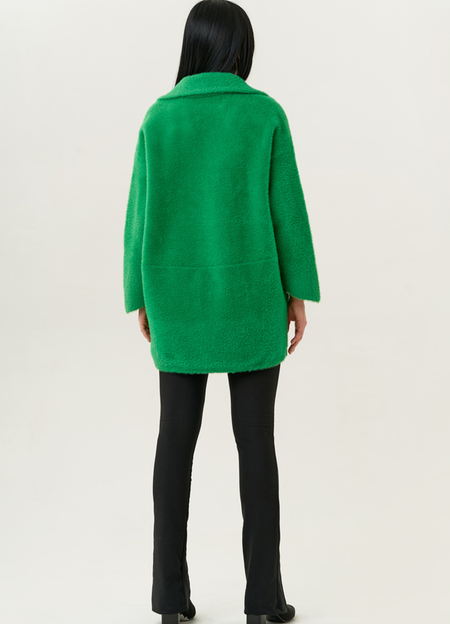 Женский кардиган с накладными карманами в зеленом цвете модель № 1991 в кредит