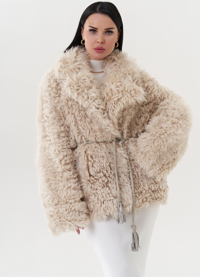 Натуральная двухсторонняя дубленка модель № 26828 универмаг малина