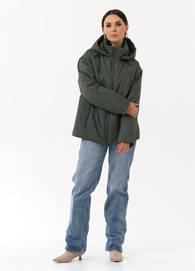 Женская утепленная куртка со съемными рукавами модель № 30010 в кредит