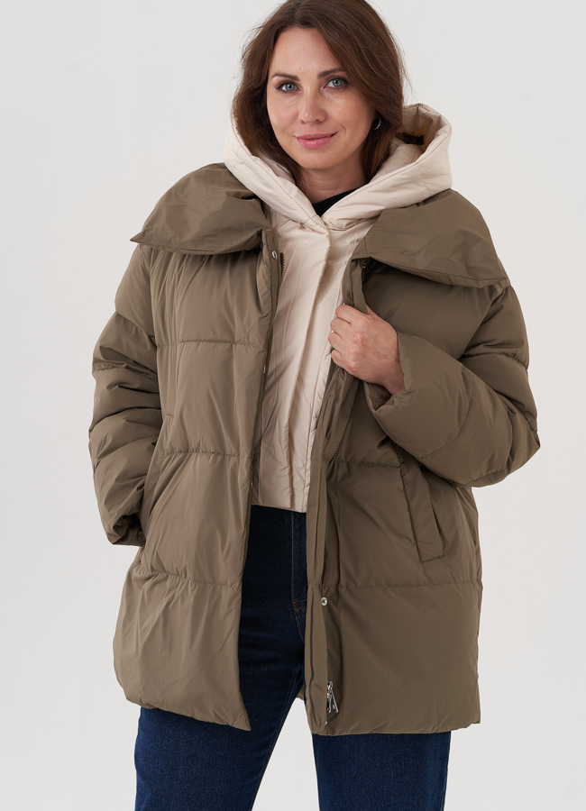 Женский пуховик с капюшоном  модель № 25565 в кредит