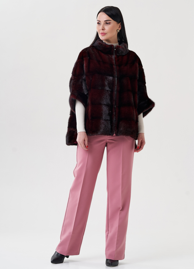 Короткая шуба на молнии  модель № 24385 универмаг малина