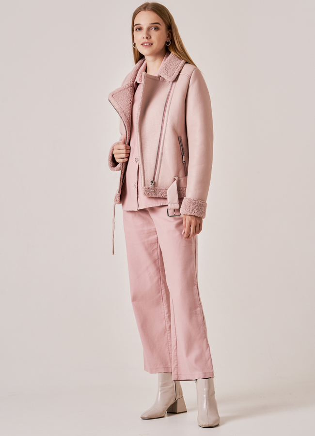 Дубленка пилот розового цвета модель № 18811-5 универмаг малина