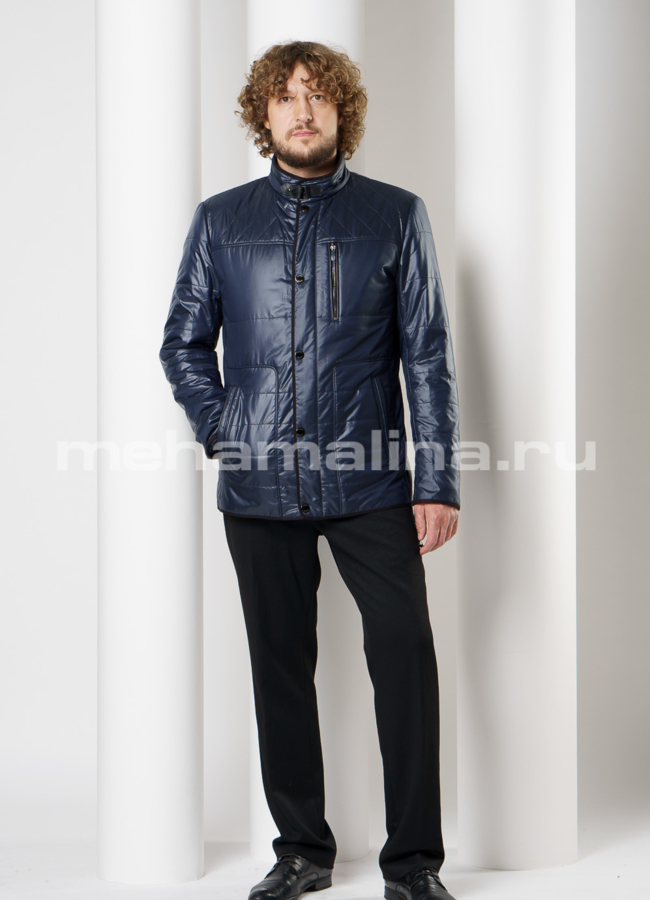 фото Куртка синего цвета на молнии и кнопках модель № 9123