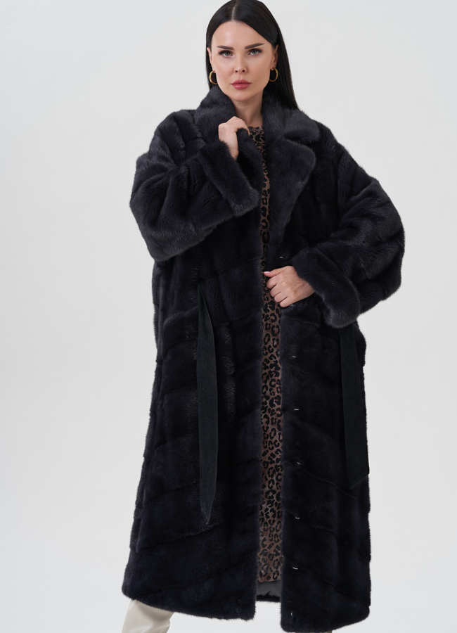 Норковая шуба с английским воротником  модель № 24645 универмаг малина