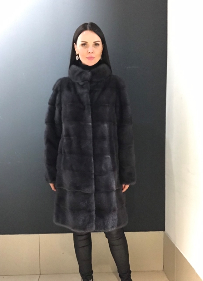 Норковая шуба в цвете графит модель № 17321 меха малина