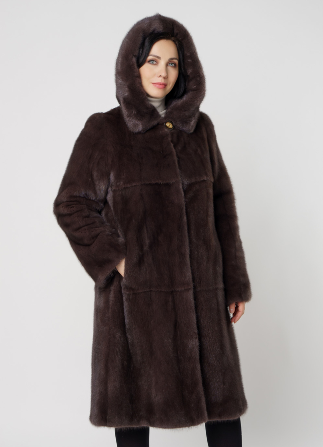 Классическая норковая шуба в цвете капучино модель № 06-9 универмаг малина
