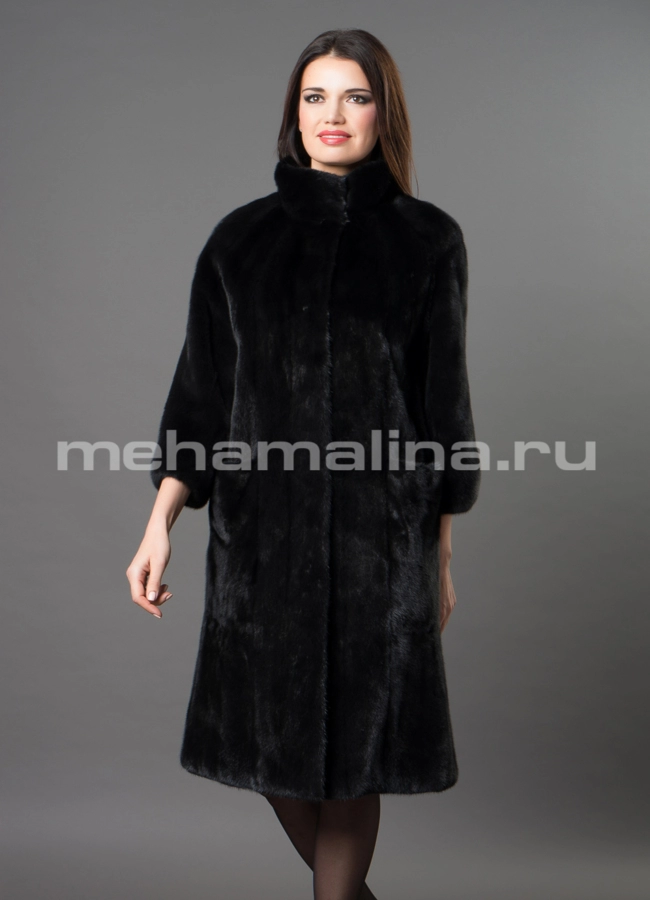 Норковая шуба  модель № S-665 меха малина