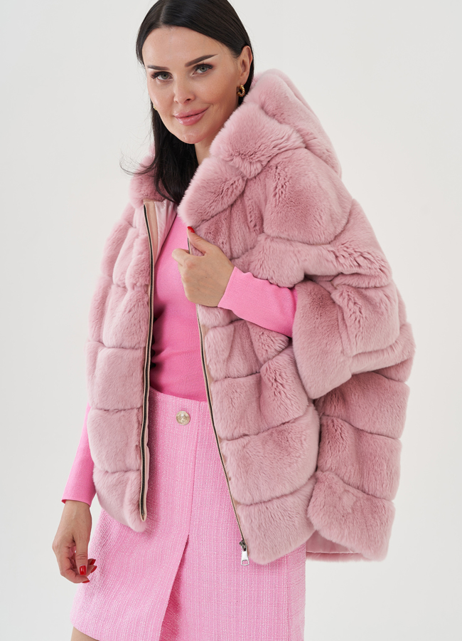 Короткая куртка из кролика модель № 81802 универмаг малина