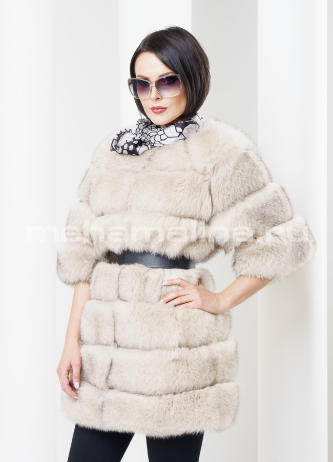 Шуба из меха песца, светлая модель № S-308 универмаг малина
