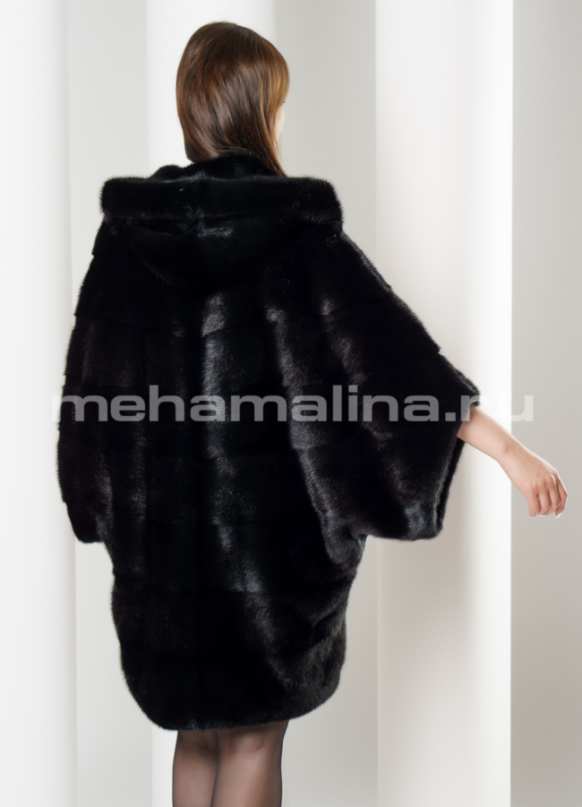 Черная норковая шуба модель № S-623 универмаг малина