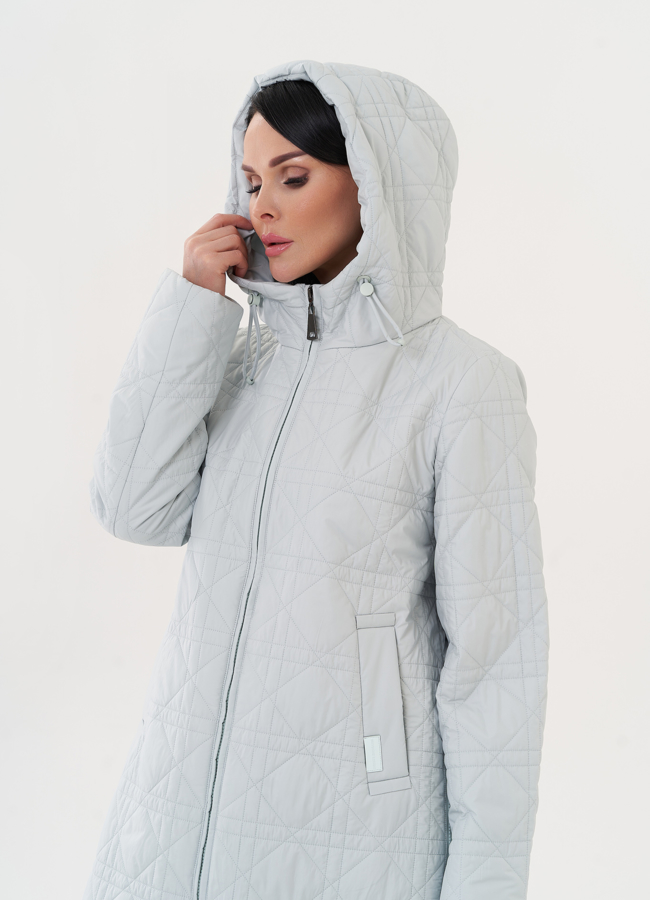 Стеганое пальто с капюшоном модель № 27009 универмаг малина