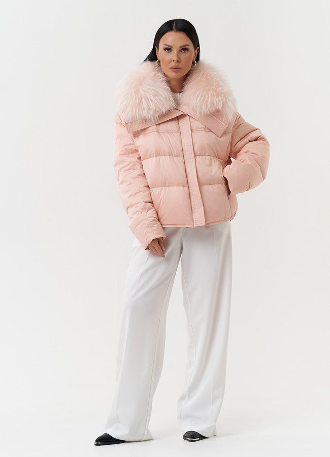 Оверсайз куртка с мехом песца модель № 28575 универмаг малина