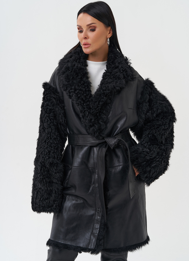 Двухсторонняя дубленка с овчиной тиградо модель № 28423 универмаг малина