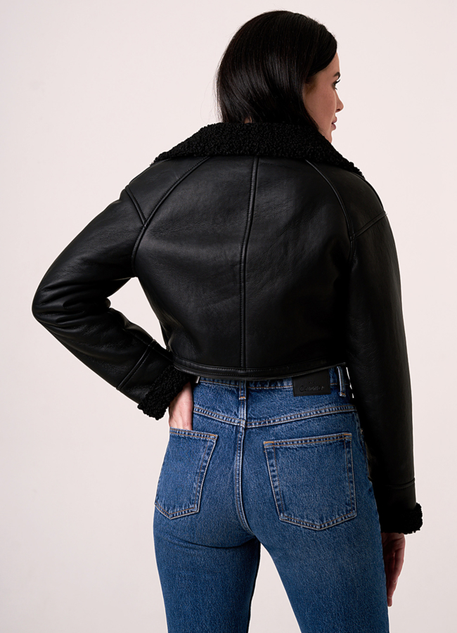 Дубленка трансформер черная на молнии  модель № 2010-2 универмаг малина