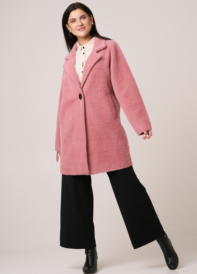 Пальто из микроворса модель № 20818 меха малина