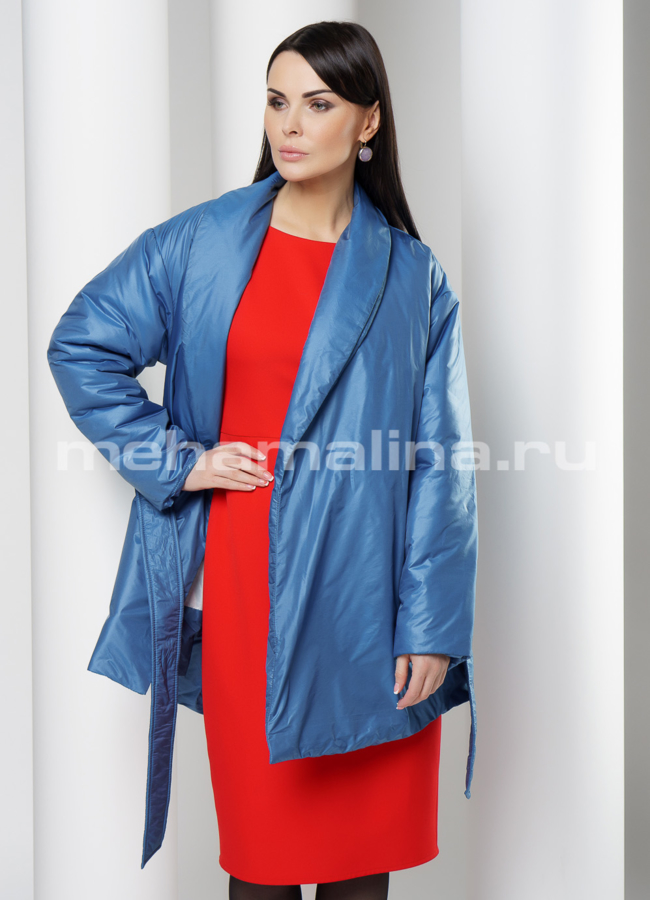 Облегченное пальто с поясом модель № 122/1 универмаг малина