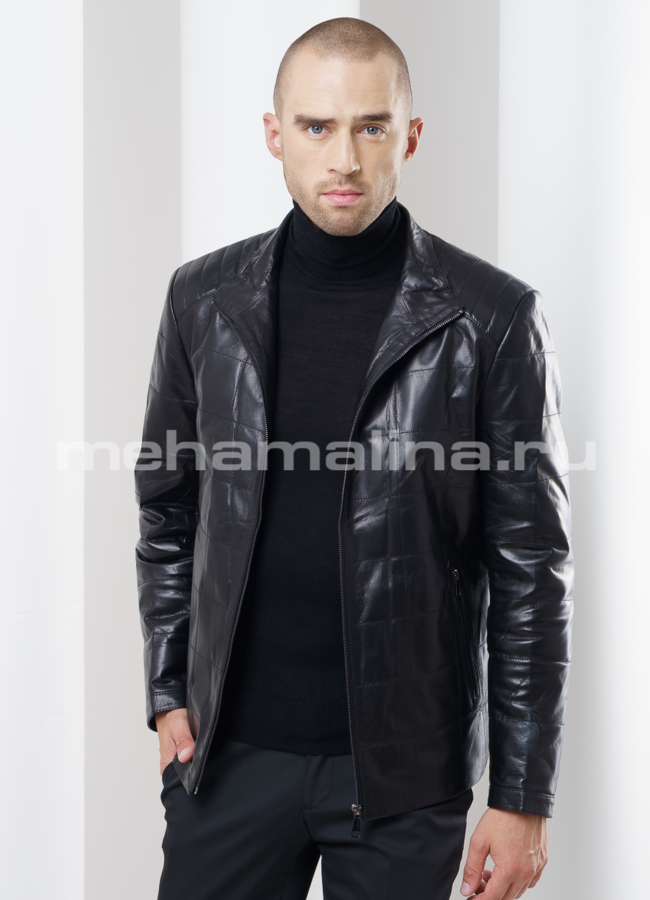 фото Кожаная куртка, строченая модель № KP-156