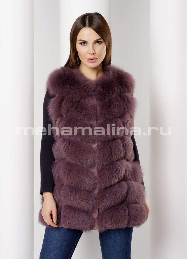 Жилеты из песца модель № M-158 меха малина
