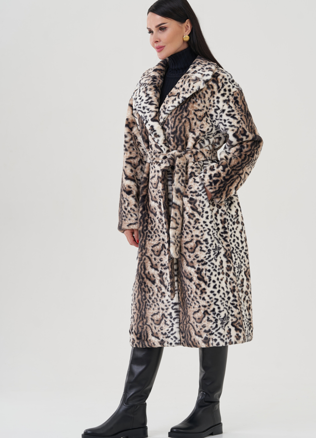 фото Шуба из эко меха с принтом модель № 24911